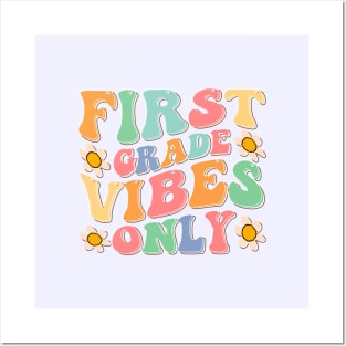 first grade vibes only groovy back to school Posters and Art